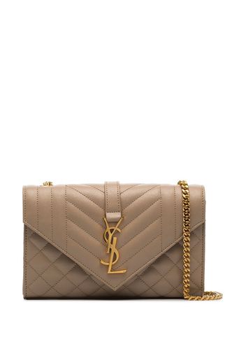 Beige quilted leather envelope shoulder bag