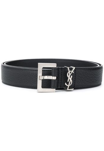grained leather belt