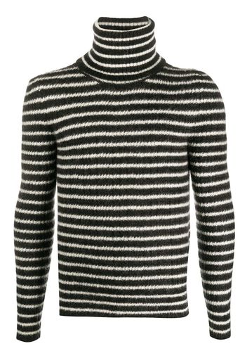 horizontal-stripe roll-neck jumper