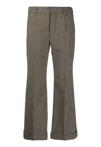 houndstooth kick-flare cropped trousers