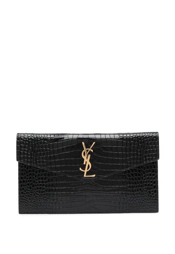 Saint Laurent Pouch Uptown con effetto coccodrillo - Nero