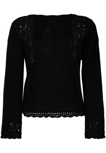 Saint Laurent bell-sleeves knitted top - Nero