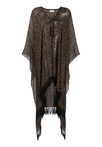 Saint Laurent leopard-print kaftan top - Marrone