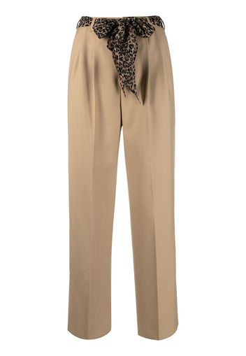 Saint Laurent silk belt pleated trousers - Toni neutri