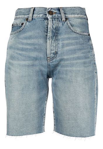 Saint Laurent Shorts denim a vita alta - Blu