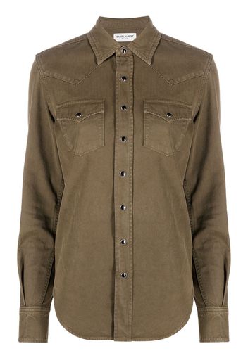 Saint Laurent snap-fastening western shirt - Verde