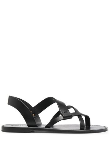 Saint Laurent Matt flat leather sandals - Nero