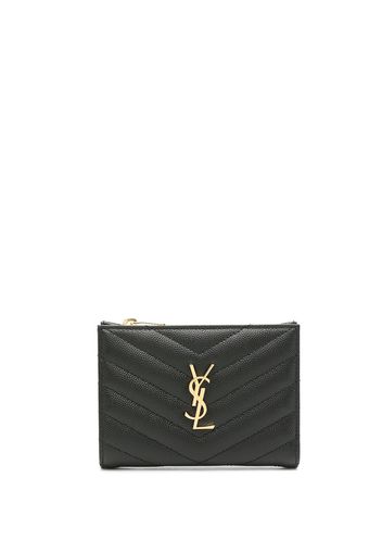 Saint Laurent Monogram logo plaque wallet - Nero