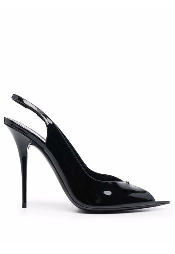 Saint Laurent high-shine finish open-toe pumps - Nero