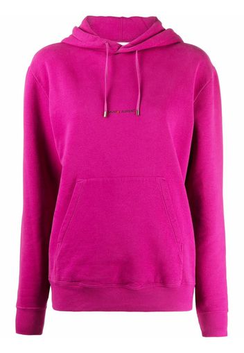 Saint Laurent logo-print drawstring hoodie - Rosa