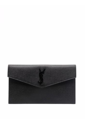 Saint Laurent Clutch con placca logo Uptown - Nero