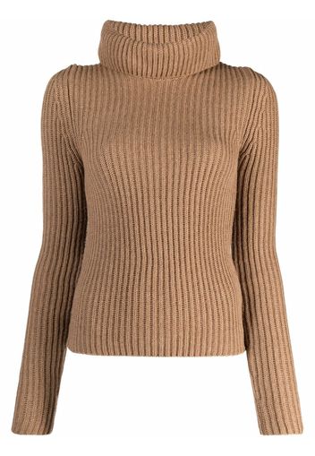 Saint Laurent ribbed roll-neck jumper - Marrone