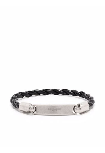 Saint Laurent logo-plaque leather bracelet - Nero