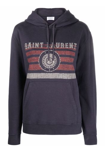 Saint Laurent logo-print hoodie - Blu