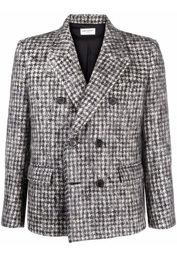 Saint Laurent houndstooth-pattern double-breasted blazer - Grigio