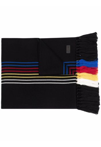 Saint Laurent striped tassel-edge wool scarf - Nero