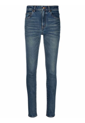 Saint Laurent whiskered skinny jeans - Blu