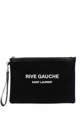 Saint Laurent Rive Gauche logo-print clutch - Nero