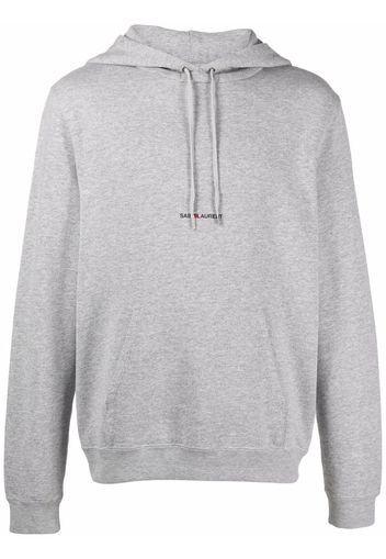 Saint Laurent logo-print drawstring hoodie - Grigio