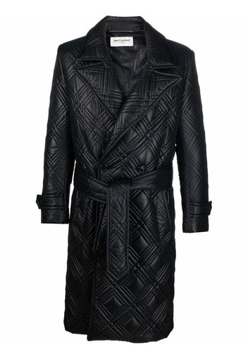 Saint Laurent quilted wrap midi coat - Nero