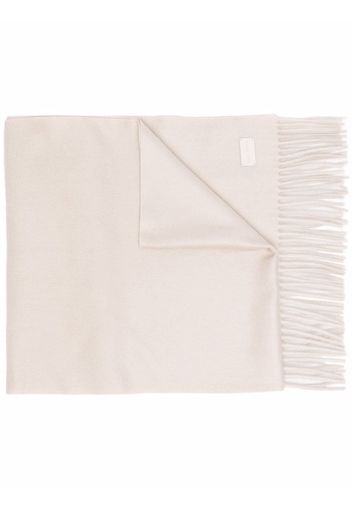 Saint Laurent logo-patch fringed-edge scarf - Toni neutri