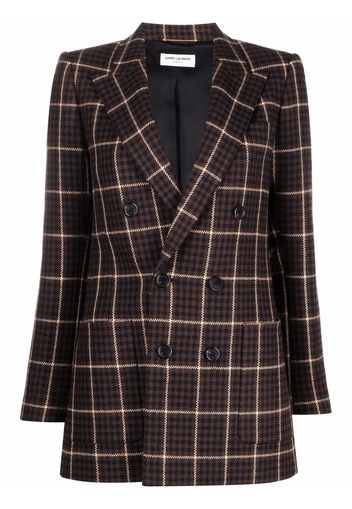 Saint Laurent checked double-breasted blazer - Marrone