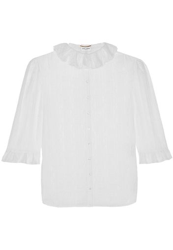 Saint Laurent frilled-collar button-up blouse - Bianco