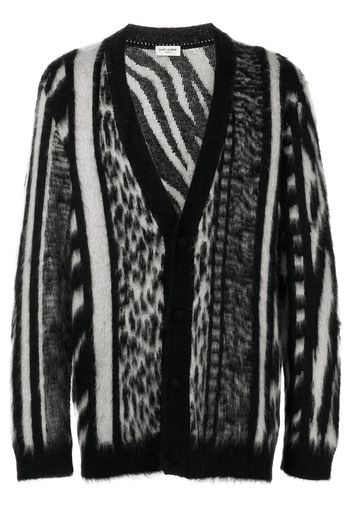 Saint Laurent intarsia knit V-neck cardigan - Nero