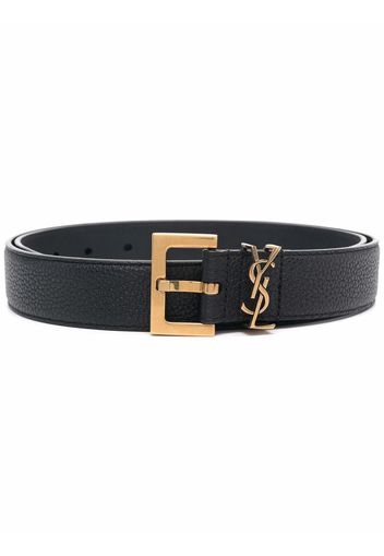 Saint Laurent Cintura con placca logo YSL - Nero