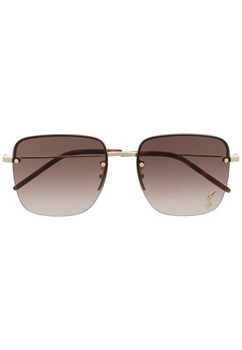 Saint Laurent logo-plaque tinted sunglasses - Marrone