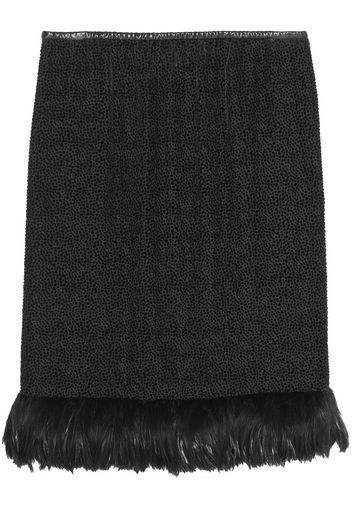 Saint Laurent feather-trim slip skirt - Nero