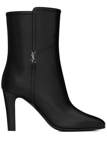 Saint Laurent Jane logo-plaque leather boots - Nero