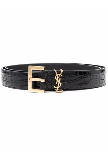 Saint Laurent crocodile-effect buckled belt - Nero