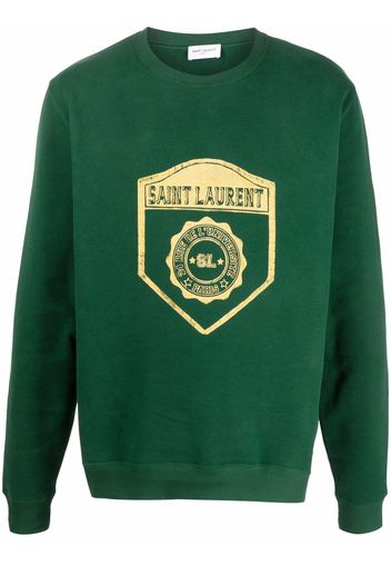 Saint Laurent Felpa University con stampa - Verde