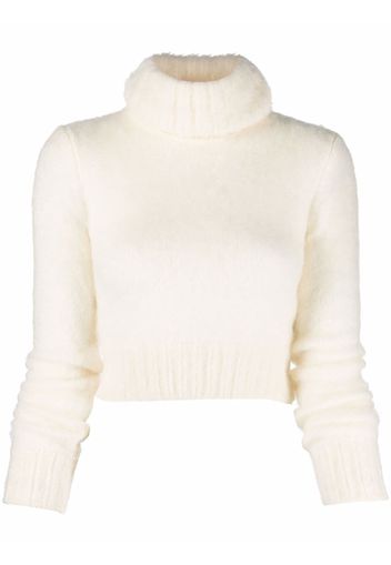 Saint Laurent turtleneck ribbed detail jumper - Bianco