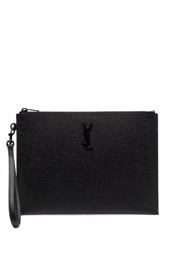 Saint Laurent logo-plaque clutch bag - Nero