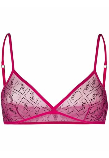 Saint Laurent logo-embellished mesh bra - Rosa