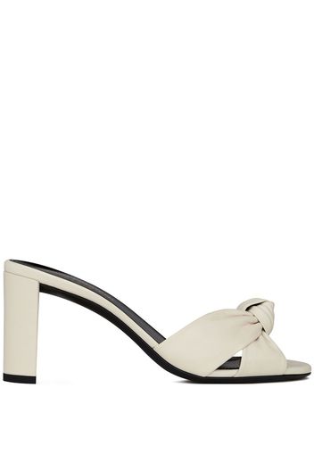 Saint Laurent Bianca knotted 75mm mules - Bianco