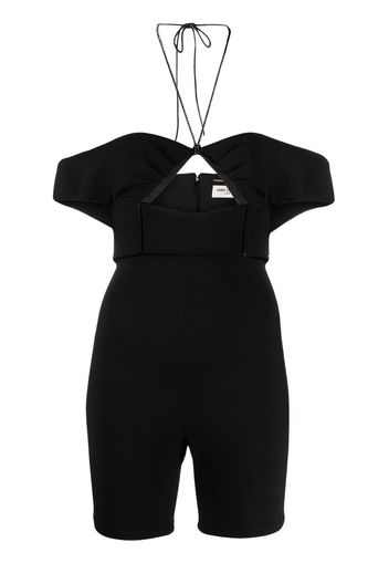 Saint Laurent halterneck cold-shoulder playsuit - Nero