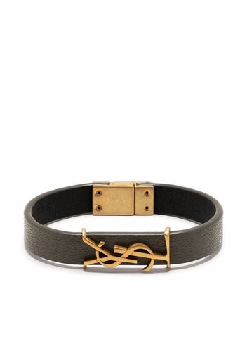 Saint Laurent leather logo bracelet - Grigio