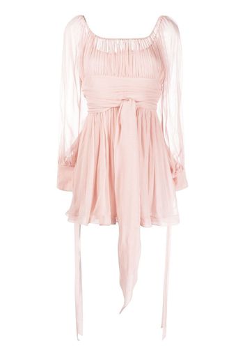 Saint Laurent puff-sleeve belted minidress - Rosa