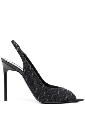 Saint Laurent logo-monogram slingback sandals - Nero