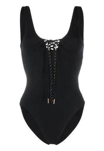 Saint Laurent Saharienne lace-up swimsuit - Nero