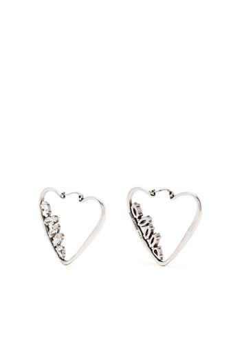 Saint Laurent crystal-embellished heart hoop earrings - Argento