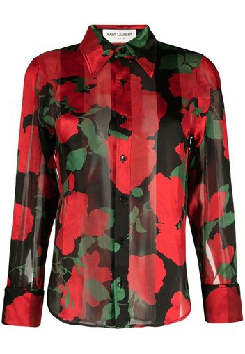 Saint Laurent Blusa a fiori - Nero