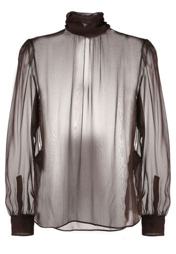 Saint Laurent high-neck blouse - Marrone