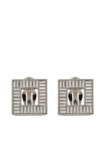 Saint Laurent square crystal-embellished clip-on earrings - Argento