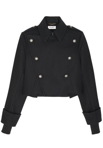 Saint Laurent detachable-hood military jacket - Nero