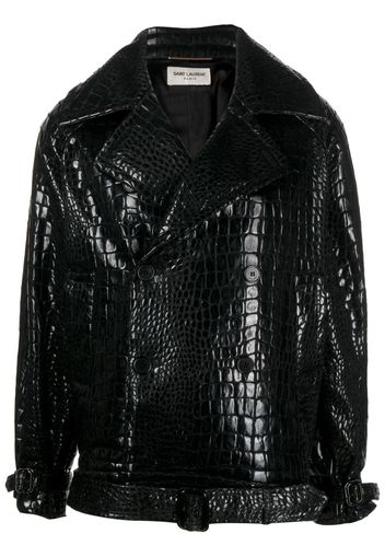 Saint Laurent double-breasted leather coat - Nero