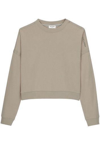 Saint Laurent cropped cotton sweatshirt - Toni neutri